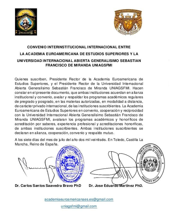 Convenio UNIAGSFMI Brasil